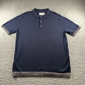 Corridor New York Knit Polo Shirt Mens XL‎ Navy Short Sleeve Ribbed Hem
